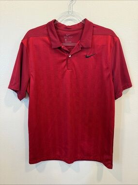 Nike Men's Red Polo with Black Swoosh